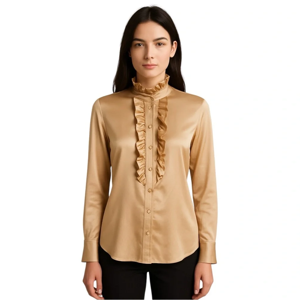 St. John Collection Silk Ruffle Blouse - Picture 1 of 8